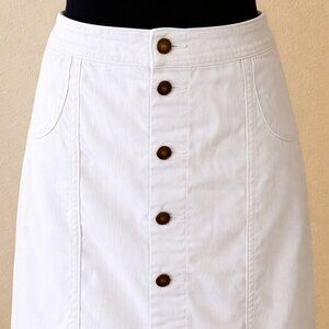 White Button-Front Denim Skort | CJ Banks | Size 14W
